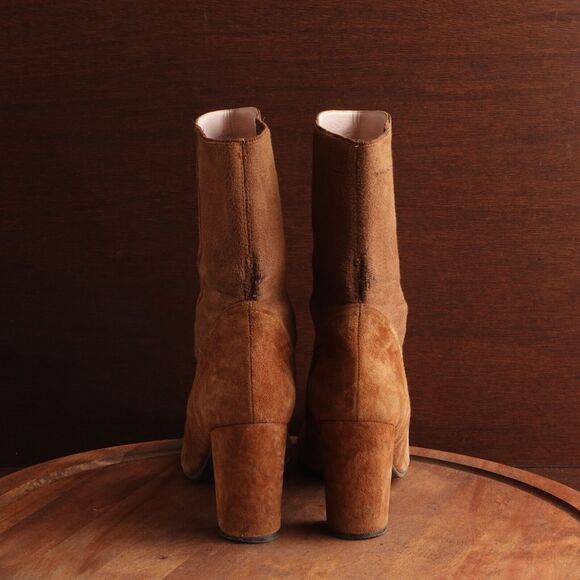 Stuart Weitzman Boots Women SZ 11 Brown Fifer 80 Suede Pull On Stretch Heel READ - Picture 6 of 16